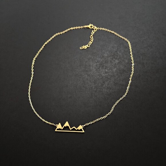 Mountain Ball Cap White & Necklace Gold Combo - Picture 4 of 7